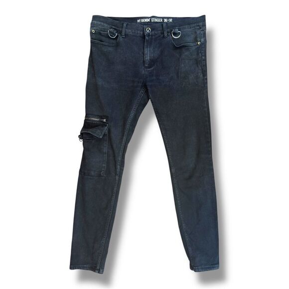 Hot Topic Stinger Black Slim Straight Denim Jeans Sz 36 x 32 - Picture 1 of 10